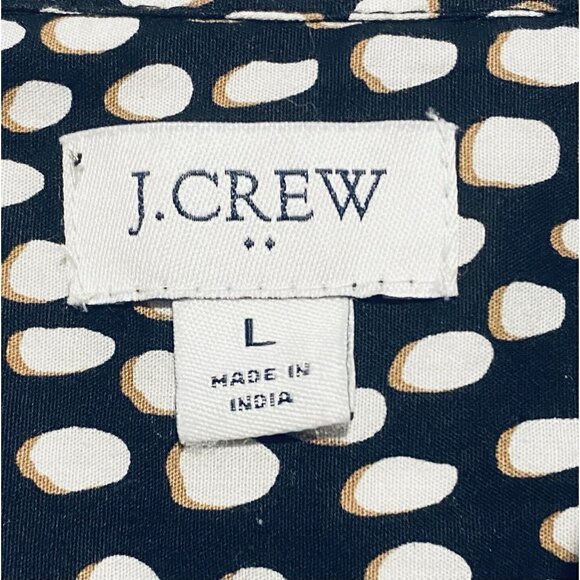 J Crew Button Up Top Womens Large Black Stretch Cotton Poplin Signature Fit - Picture 4 of 7
